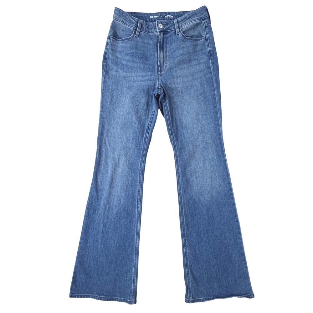 Old Navy Wow Flare Jeans Women 4 Blue Denim High Rise Stretch Medium Wash